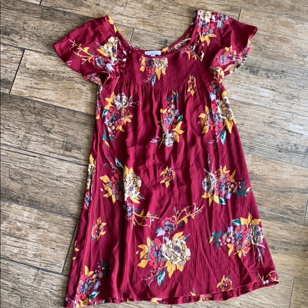 Parons or peace Maroon dress with flowers